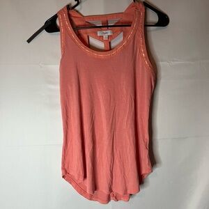 Candie's Coral Scoop Neck Tank with Trim and lattice back